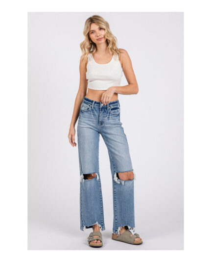 High Rise Stretch Wide Leg  Jeans