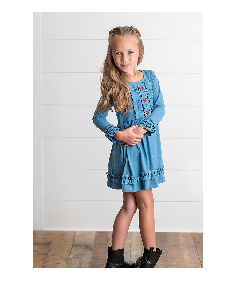 Kids-Long-Sleeve-Solid-Blue-Ruffle-Button-Dress1