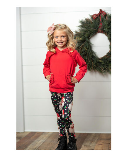Kids Santa Pocket Hoodie Shirt & Leggings Set
