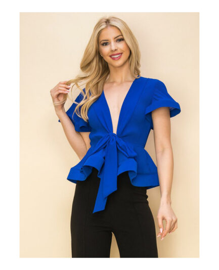 Ruffled Bow Peplum Top 1