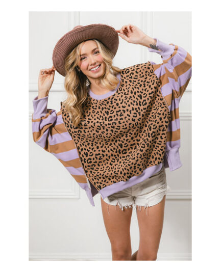 Striped Leopard Sweatshirt
